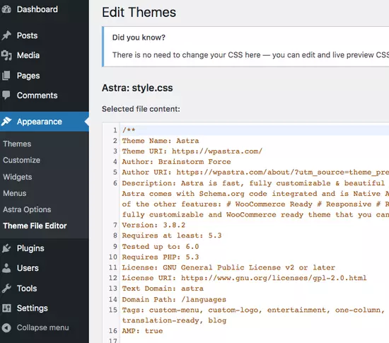 wordpress-appearance-theme-file-editor