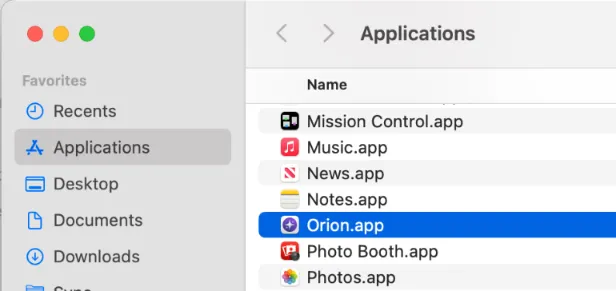 ensure-orion-web-browser-is-installed-finder-applications-mac