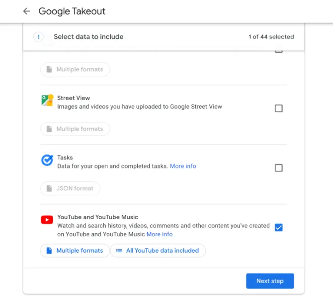 google-takeout-select-youtube-data