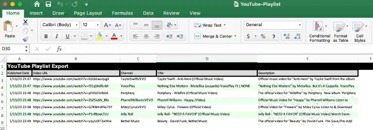 export-youtube-playlist-xls-excel-file-format