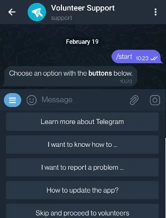 telegram-ask-a-question-feature-volunteer-support